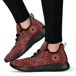 Red Spiritual Mandala Mesh Knit Sneakers